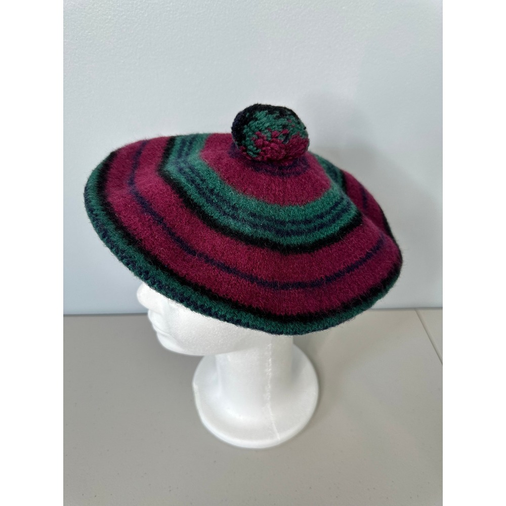 Robert Mackie of Scotland Lindsay Pure Wool Tam Hat Beret Magenta Green Pink Vtg - Picture 2 of 7